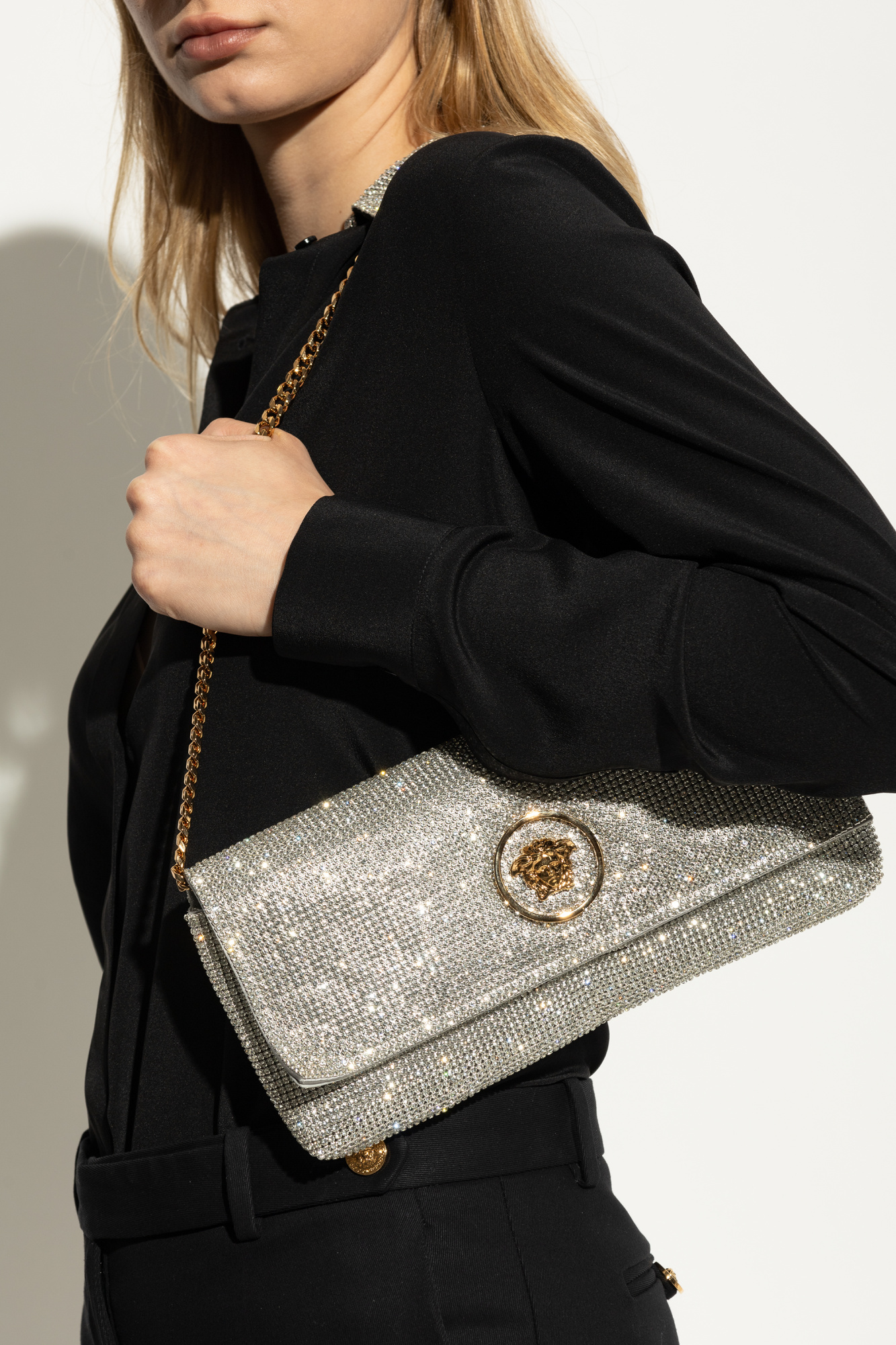 バッグ・カバンその他 VERSACE Women Bags 1A15325 1019867 1T04V SILVER Silver Clutch bag with shimmering crystals Versace - Vitkac AS